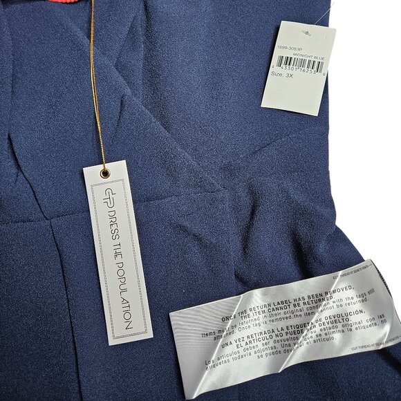 Dress the Population Women's Owen Plunge Neck Faux Wrap A-line Dress, 3X, NWT - Picture 7 of 12